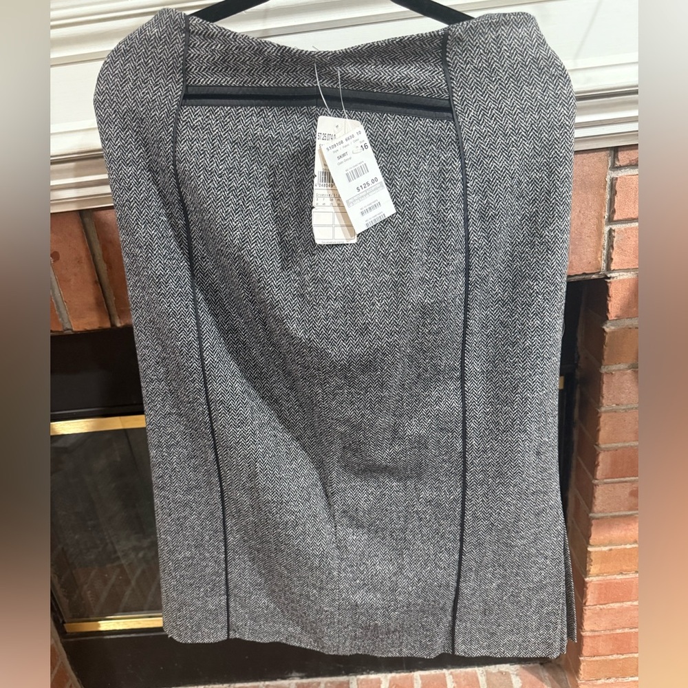Chic Gray and black Herringbone Pencil Skirt